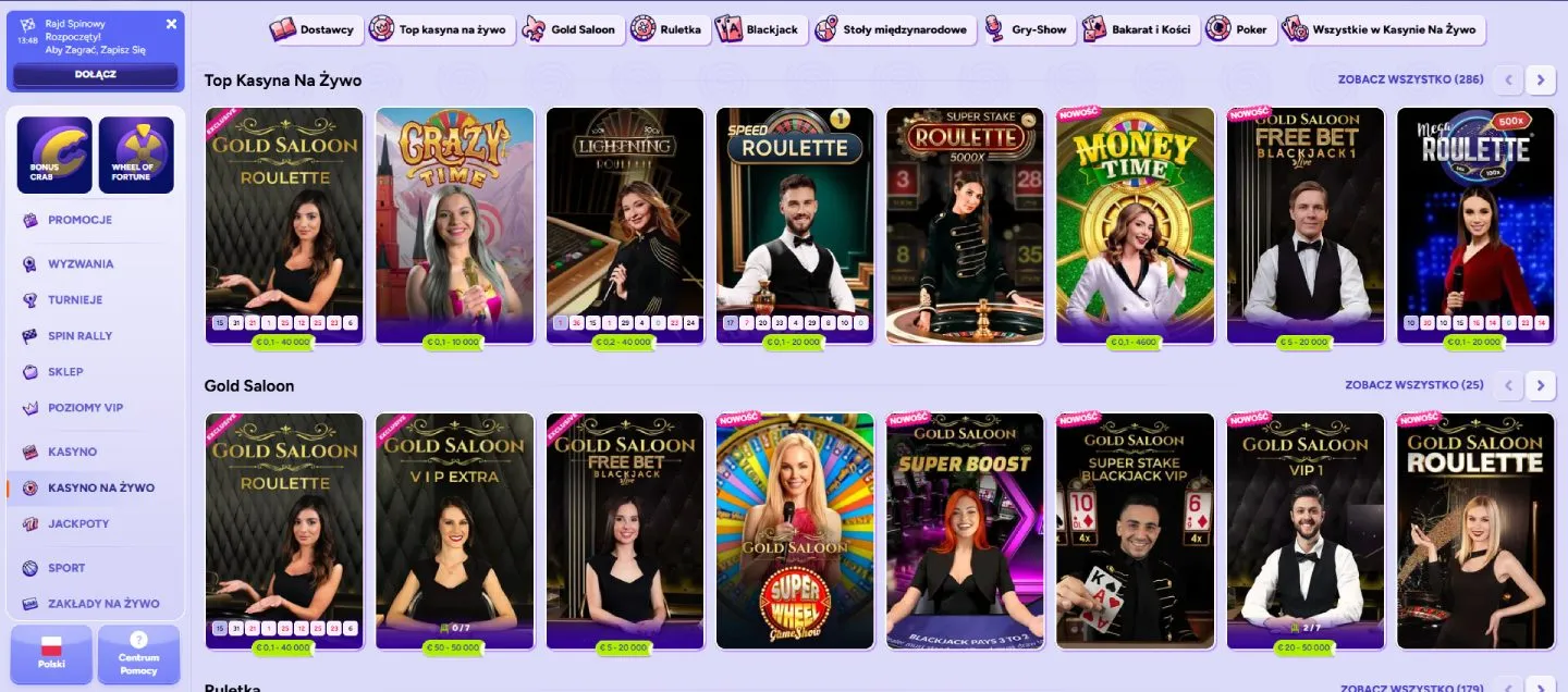 Sekcja transmisji na żywo Sekcja transmisji na żywo